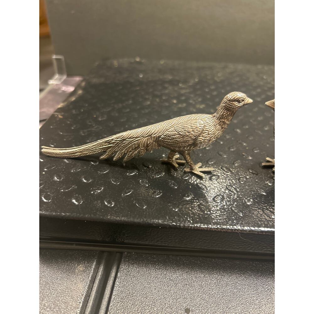 Peafowl Silver Plated Pewter Pair - Picture 4 of 4